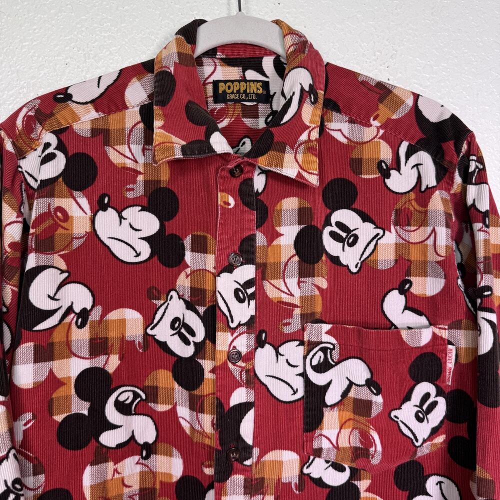 Vintage Mickey Mouse Shirt Womens Corduroy Button Up Top Disney Poppins Grace Co - Picture 4 of 12